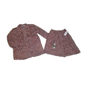 NWT Cristin Stevens Women's Brown Polkadot Blouse and Skirt VTG Set Size Medium